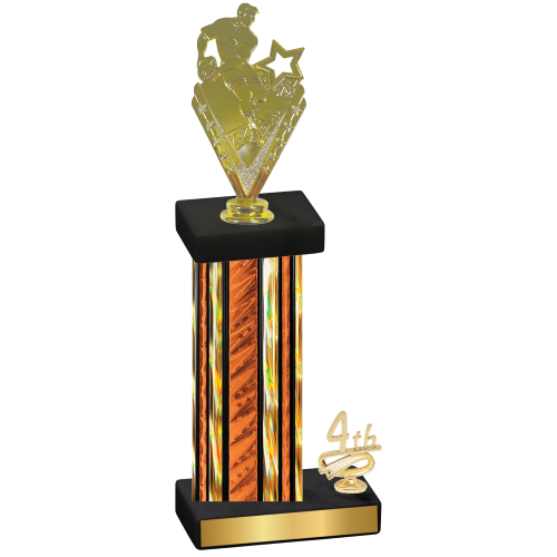 Accented Single Orange Glacier Fourth Place Rugby Trophy