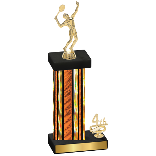 Accented Single Orange Glacier Fourth Place Tennis Trophy