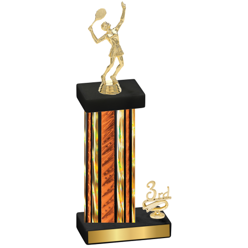 Accented Single Orange Glacier Third Place Tennis Trophy