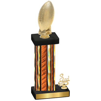 Accented Single Orange Glacier Third Place Football Trophy