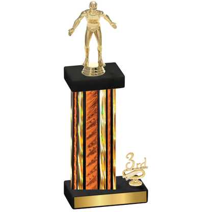 Accented Single Orange Glacier Third Place Wrestling Trophy
