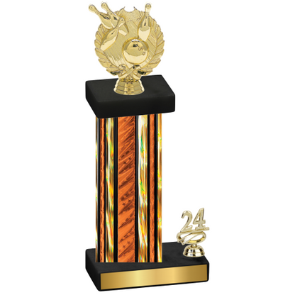 Accented Single Orange Glacier Year Bowling Trophy