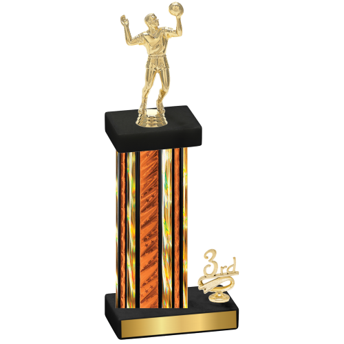 Accented Single Orange Glacier Third Place Volleyball Trophy
