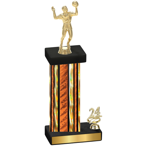 Accented Single Orange Glacier Year Volleyball Trophy