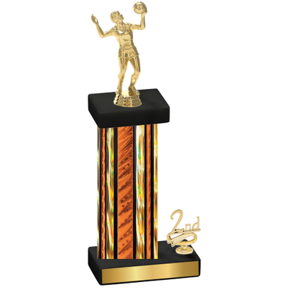Accented Single Orange Glacier Second Place Volleyball Trophy