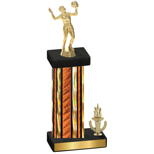 Accented Single Orange Glacier Victory Volleyball Trophy