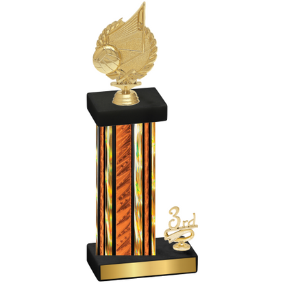 Accented Single Orange Glacier Third Place Volleyball Trophy
