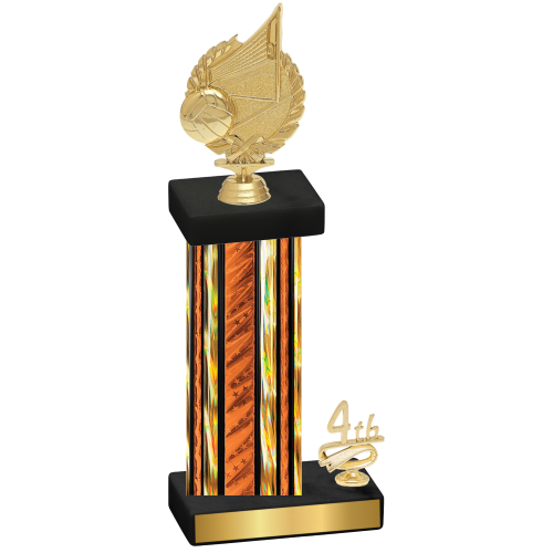 Accented Single Orange Glacier Fourth Place Volleyball Trophy