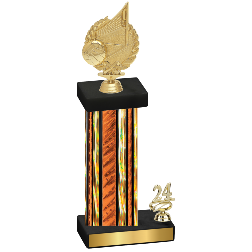 Accented Single Orange Glacier Year Volleyball Trophy