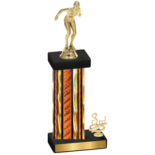 Accented Single Orange Glacier Third Place Tennis Trophy