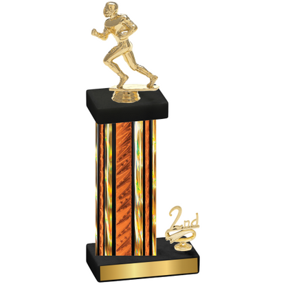 Accented Single Orange Glacier Second Place Football Trophy