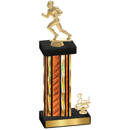 Accented Single Orange Glacier Third Place Football Trophy