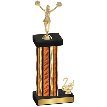 Accented Single Orange Glacier Second Place Cheerleading Trophy