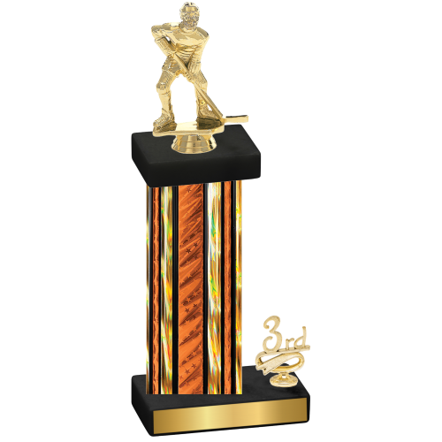 Accented Single Orange Glacier Third Place Hockey Trophy