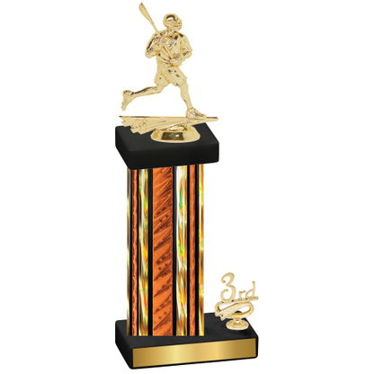 Accented Single Orange Glacier Third Place Lacrosse Trophy