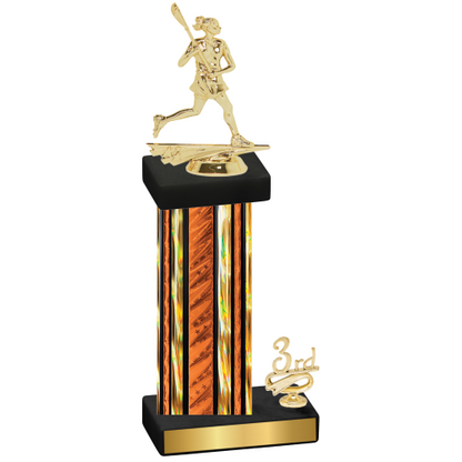 Accented Single Orange Glacier Third Place Lacrosse Trophy