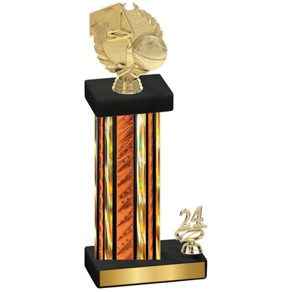 Accented Single Orange Glacier Year Basketball Trophy