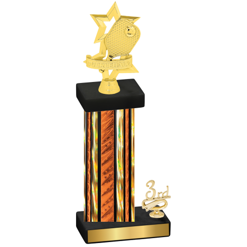 Accented Single Orange Glacier Third Place Pickleball Trophy