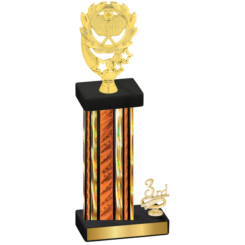Accented Single Orange Glacier Third Place Pickleball Trophy