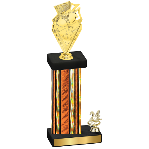 Accented Single Orange Glacier Year Pickleball Trophy