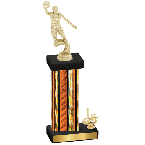 Accented Single Orange Glacier First Place Basketball Trophy