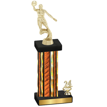 Accented Single Orange Glacier Year Basketball Trophy