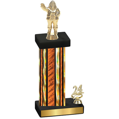 Accented Single Orange Glacier Year Holiday Trophy