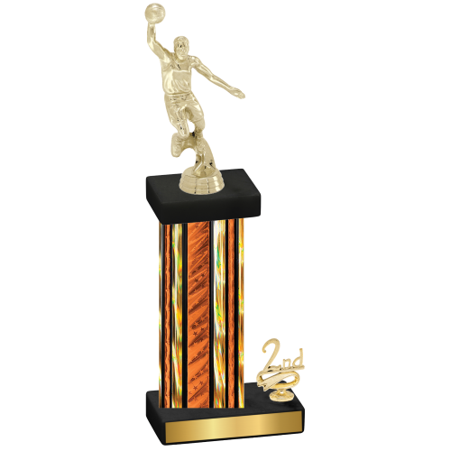 Accented Single Orange Glacier Second Place Basketball Trophy