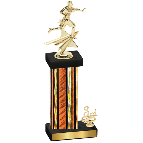 Accented Single Orange Glacier Third Place Flag Football Trophy