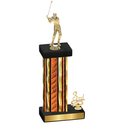 Accented Single Orange Glacier Third Place Golf Trophy