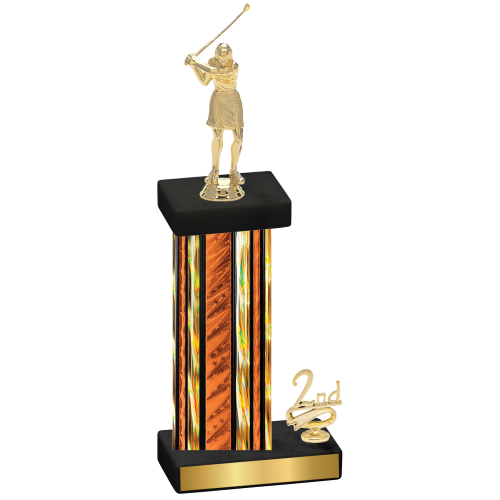 Accented Single Orange Glacier Second Place Golf Trophy