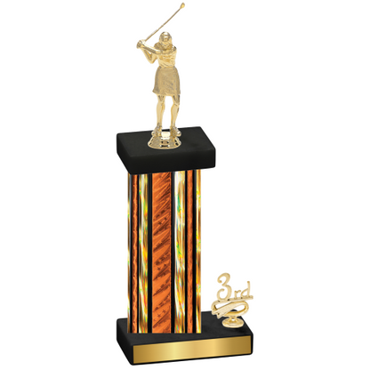 Accented Single Orange Glacier Third Place Golf Trophy