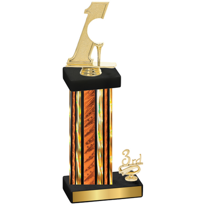 Accented Single Orange Glacier Third Place Golf Trophy