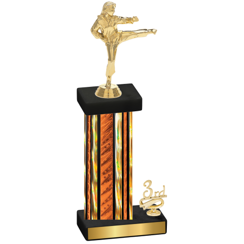 Accented Single Orange Glacier Third Place Karate Trophy