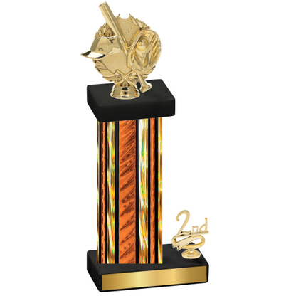 Accented Single Orange Glacier Second Place Baseball Trophy