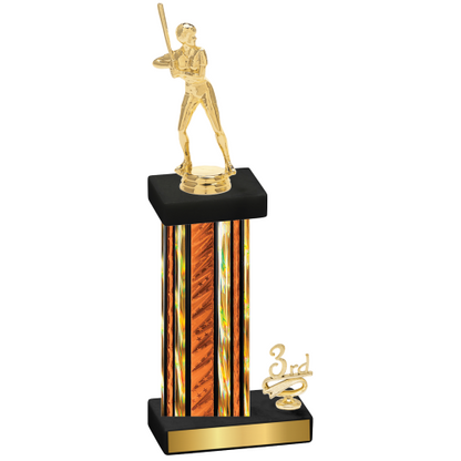 Accented Single Orange Glacier Third Place Softball Trophy