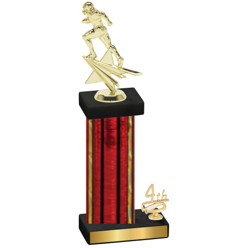 Accented Single Red Glacier Fourth Place Football Trophy
