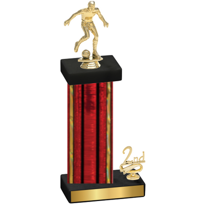 Accented Single Red Glacier Second Place Soccer Trophy