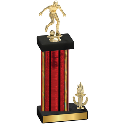 Accented Single Red Glacier Victory Soccer Trophy