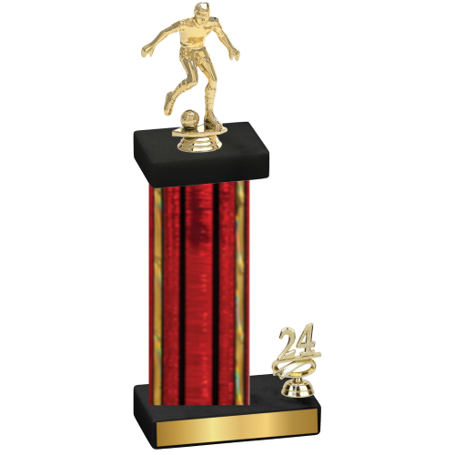 Accented Single Red Glacier Year Soccer Trophy