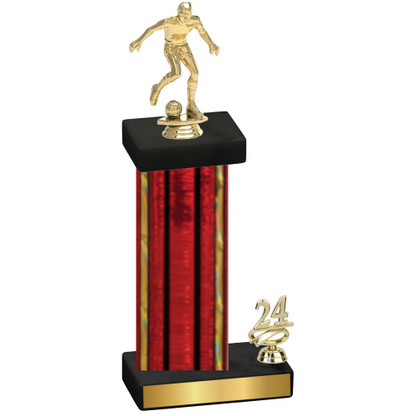 Accented Single Red Glacier Year Soccer Trophy