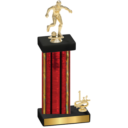 Accented Single Red Glacier First Place Soccer Trophy