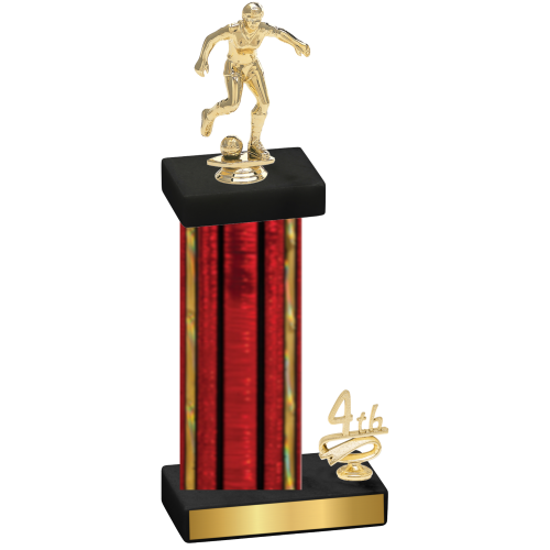 Accented Single Red Glacier Fourth Place Soccer Trophy