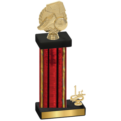 Accented Single Red Glacier First Place Soccer Trophy