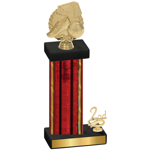 Accented Single Red Glacier Second Place Soccer Trophy