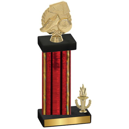 Accented Single Red Glacier Victory Soccer Trophy