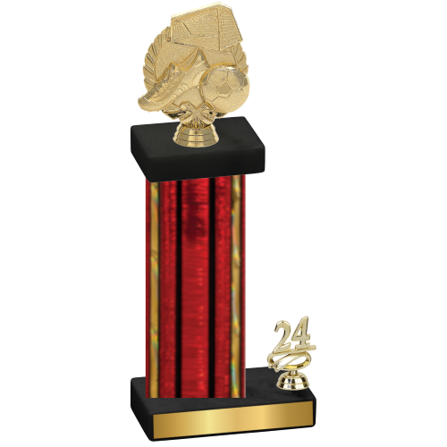 Accented Single Red Glacier Year Soccer Trophy