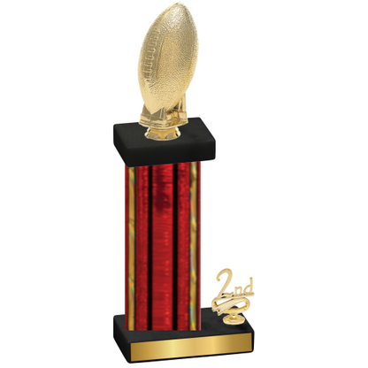 Accented Single Red Glacier Second Place Football Trophy