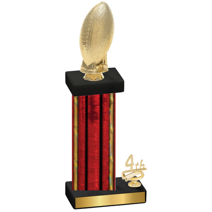 Accented Single Red Glacier Fourth Place Football Trophy