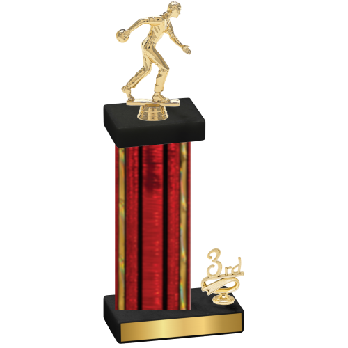 Accented Single Red Glacier Third Place Bowling Trophy